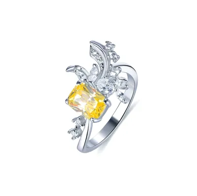 Помолвочное кольцо из белого золота SARGON JEWELRY R2570-1058 с желтым  бриллиантом, бриллиантами — купить в AllTime.ru — фото