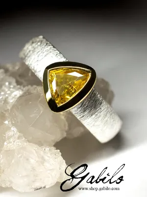 Серебряное кольцо с золотом и желтым топазом купить в Германии по выгодной  цене!