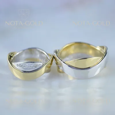 Обручальные кольца из комбинированного золота со знаком бесконечности на  заказ