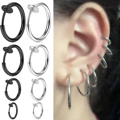 Серьги-кольца с зажимом для ушей | AliExpress
