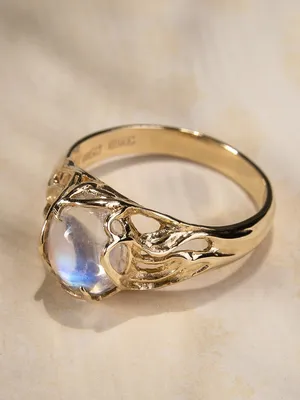 Золотое кольцо Søm Oval | Камень 6*8мм | Конструктор кольца из серебра •  Украшения Skyvory