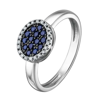 ❤ Купить кольцо из белого золота с синим сапфиром квадратной формы с Сапфир  из Золото 585 по лучшей низкой цене
