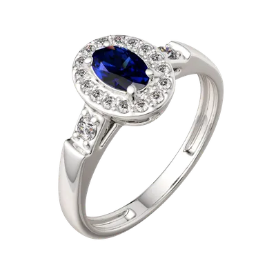 Кольцо из Белого Золота 750 пробы с Сапфиром 0,96 ct и Бриллиантами 0,22 ct  купить в apsen-diamond.com.ua