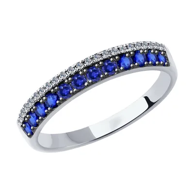 Купить кольцо из белого золота с сапфиром и бриллиантами 000064802 ✴️в  Zlato.ua