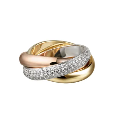 Кольцо Cartier \"Trinity de Cartier\", Классическая модель. Артикул B4052700  - «Легендарное кольцо Картье \"Trinity de Cartier\" моя особенная любовь!  Восхитительная классика на все времена. Остерегайтесь подделок, ведь это  самое часто подделываемое кольцо