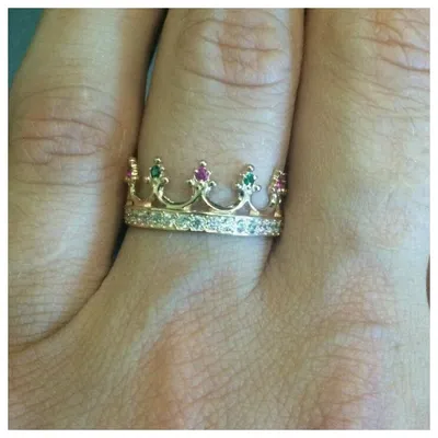 Купить кольцо-корона из белого золота с бриллиантами и родированием  000058721 ✴️в Zlato.ua