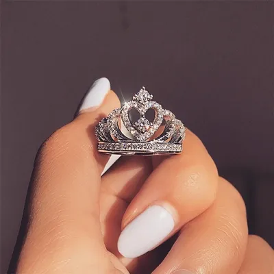 Купить кольцо-корона из белого золота с бриллиантами и родированием  000058721 ✴️в Zlato.ua