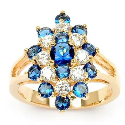 Золотое кольцо Маркиза с якутскими бриллиантами 0,37 кт и природными  сапфирами. Размер 18. Красное и белое золото 585 пробы ( кокошник )… |  Instagram