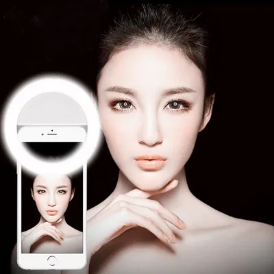 Объектив + кольцо с селфи-лампой для iPhone и других телефонов — 6 in 1  Lens With Selfie Ring Silver купить недорого в интернет-магазине ФОТОКОСМОС