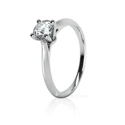 Элегантное помолвочное кольцо с 1 бриллиантом SMART DIAMOND на заказ из  белого и желтого золота, серебра, платины или своего металла