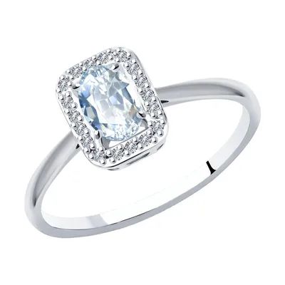 Серебряное кольцо с бериллом, кубическим цирконием KST067R_KO_BR_001_WG  купить по цене от 4560 руб. в интернет-магазине The Jeweller