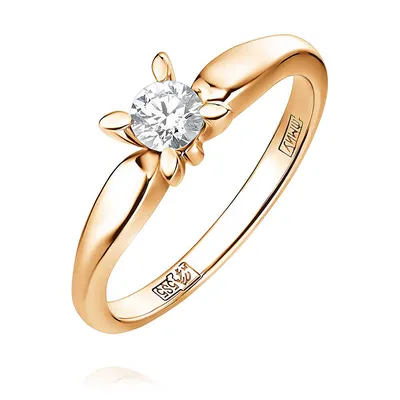 Кольца :: Кольца из золота :: Бриллиант :: Золотое кольцо с крупным  бриллиантом и бриллиантовым паве
