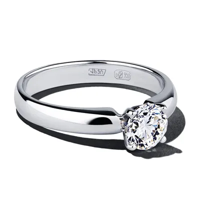 ПК-010-077 Помолвочное кольцо из платины с бриллиантом - PlatinumLab