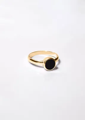 Серебряное подвижное кольцо \"Black\" с черным агатом