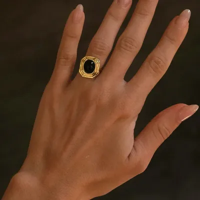 Серебряное кольцо с Черным Агатом и фианитом (ID#1010747192), цена: 1400 ₴,  купить на Prom.ua