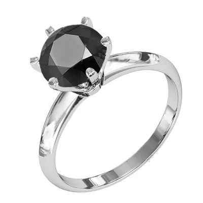 Купить кольцо с черным бриллиантом из белого золота 76963