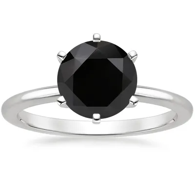 Серебряное кольцо с черным бриллиантом 1 карат купить с сертификатом в  Москве