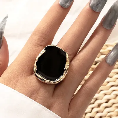 Женское винтажное кольцо с черным камнем | AliExpress