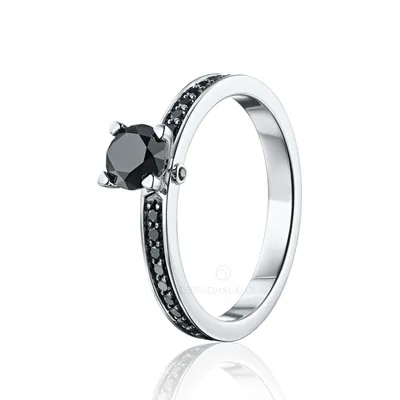 Помолвочное кольцо с черным круглым бриллиантом и дорожкой из черных  бриллиантов купить в магазине: цена, оперативная доставка, отзывы |  obruchalki.com