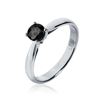 ПК-090Ч-04 Помолвочное кольцо из платины с черным бриллиантом - PlatinumLab