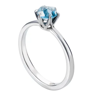Кольцо Сияние бриллиантов с голубым кристаллом Swarovski