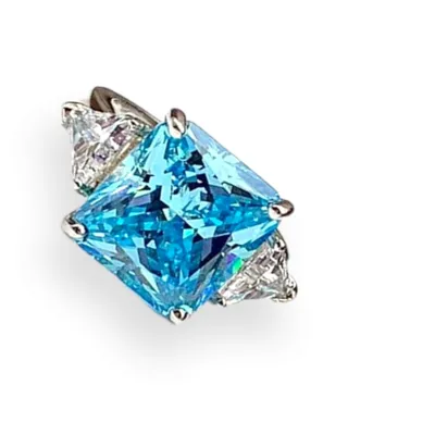 Серебряное кольцо с голубым камнем КК2ФТ/389 (ID#599495152), цена: 1620 ₴,  купить на Prom.ua