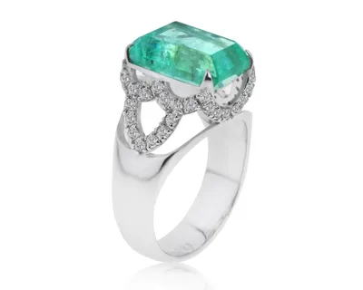 Кольцо с изумрудом 4,60 ct Strong Bluish Green (35194) купить в Москве,  выгодная цена - ломбард на Кутузовском