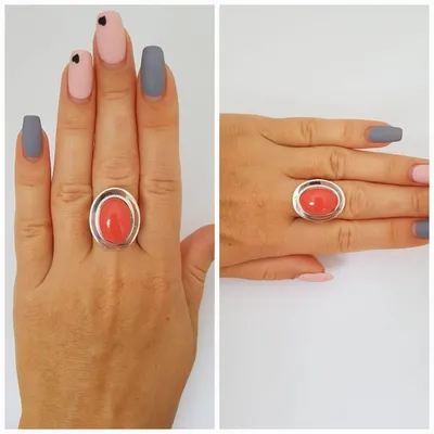 Серебряное кольцо с кораллом \"414\": продажа, цена в Киеве. Серебряные кольца  от \"Интернет-магазин \"E-Jewelery\"\" - 592957353