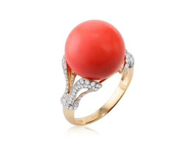 Золотое кольцо с кораллом 28.32ct – купить по цене 179 500 ₽ с доставкой в  интернет-магазине Mister Diamond