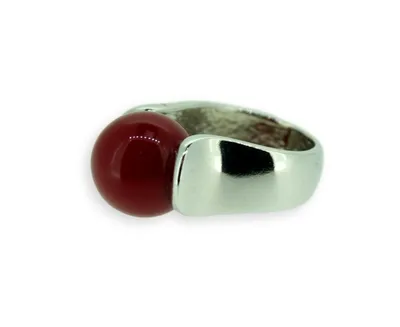 Серебряное кольцо с кораллом, 14 мм арт. 31440069 - купить в  интернет-магазине Белая Ворона