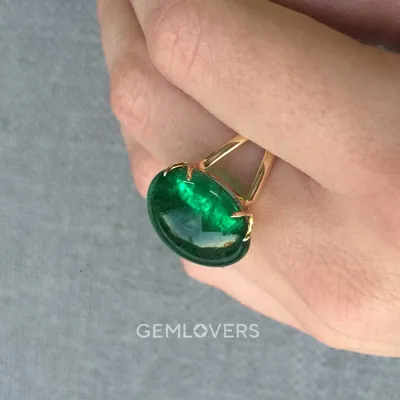 Кольцо с крупным кабошоном изумруда карат купить по доступной цене | Gem  Lovers