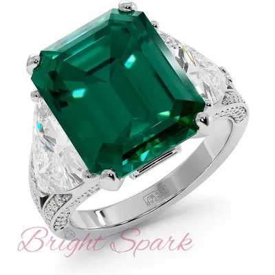Роскошное кольцо в стиле Graff с крупным изумрудом Luxury 14 карат – купить  по отличной цене в интернет-магазине Bright Spark