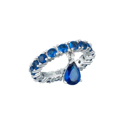 Кольцо с подвеской каплей с синими кристаллами купить в Москве и по России  по выгодным ценам - MENDEL JEWELRY