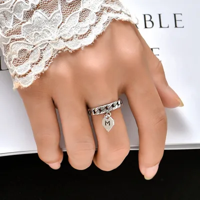 Женское кольцо с подвеской в виде сердца, Серебряное Винтажное кольцо |  AliExpress