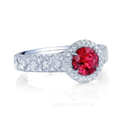 Женское кольцо с рубином и бриллиантами RUBY WOMAN RING на заказ из белого  и желтого золота, серебра, платины или своего металла