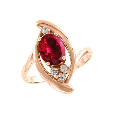 Золотое кольцо с рубином и бриллиантами — Покровский ювелирный завод