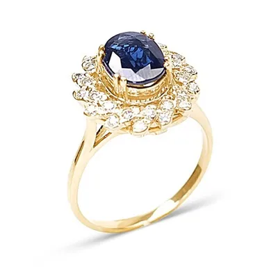 Золотое кольцо с сапфиром (арт. 02-0233сапф) цена - 9918.06 грн, фото -  купить в интернет-магазине Золотая Королева