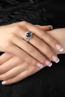 Кольцо из белого золота Империал K0257-226 с сапфирами, бриллиантами —  купить в AllTime.ru — фото