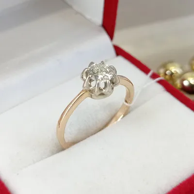 Золотое советское кольцо Тюльпан с якутским бриллиантом 9,15 кт. Размер  17,5. Жёлтое и белое золото 750 пробы ⭐️, СССР, Кольцо номерное (… |  Instagram
