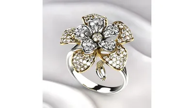 Золотое кольцо цветок | Ювелирный интернет магазин «Взлате»