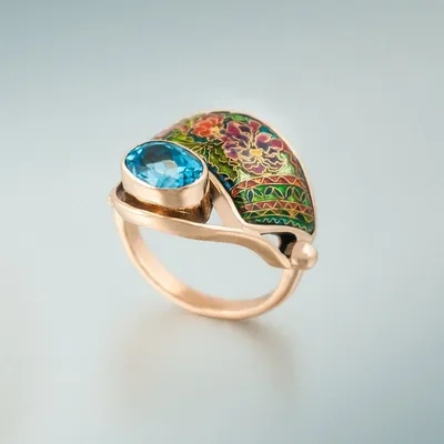 Золотое кольцо «Цветок» (арт. 141065бк) | Столична Ювелірна Фабрика™