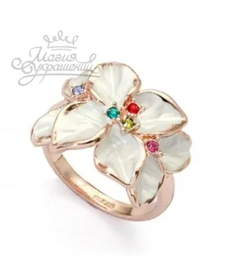 Купить Золотое кольцо с бриллиантом Цветок лотоса 000011139 VLA--16440 в  интернет магазине Злато