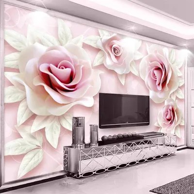 Купить Настенные обои 3D тисненый розовый цветок розы фото обои домашний  декор гостиная диван ТВ фон обои | Joom
