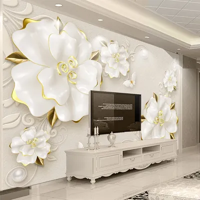 Настенные обои по фото по индивидуальному заказу, Роскошные 3D обои с  рельефным изображением розы для декора стен гостиной, фона за телевизором |  AliExpress