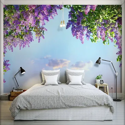 Настенные обои с 3D пейзажем для комнаты, красивые фиолетовые цветы,  настенная Фреска для спальни, декор для стен, обои для домашнего декора |  AliExpress