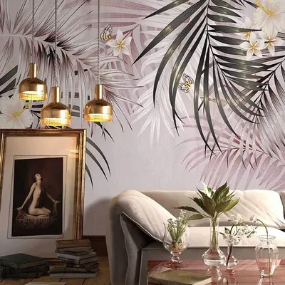 Настенные обои на заказ 3D в скандинавском стиле INS, Тропическое растение,  банановый лист, ретро, пальмовое дерево, художественные обои для гостиной,  ТВ, Papel De Parede 3 D | AliExpress