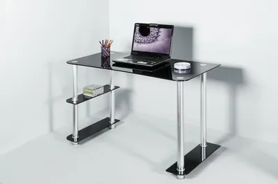 Купить компьютерный стол из стекла G020G5 черного цвета | Интернет-магазин  Mebel Apartment