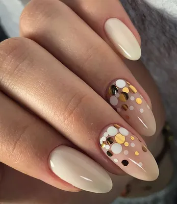 Маникюр №4016 | Beige nails, Beige nails design, Confetti nails