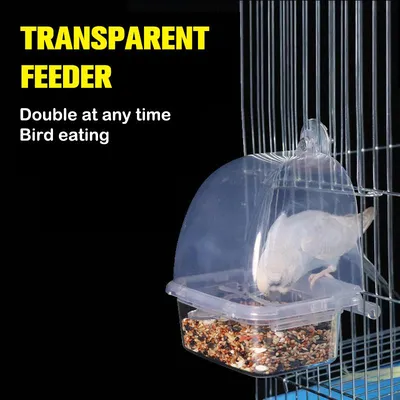 Купить Прозрачная прочная пластиковая клетка для кормушки для птиц,  аксессуары для кормления семян попугая | Joom