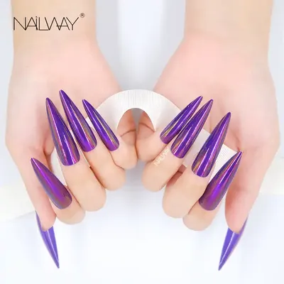 голографическая коробка блестящий фиолетовый цвет ногтей удлиненный пресс  на ногти накладные ногти| Alibaba.com